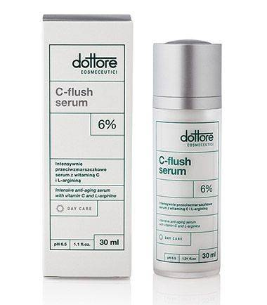 Dottore C–flush serum intensywnie przeciwzmarszczkowe serum z witaminą C i L-argininą,  30 ml